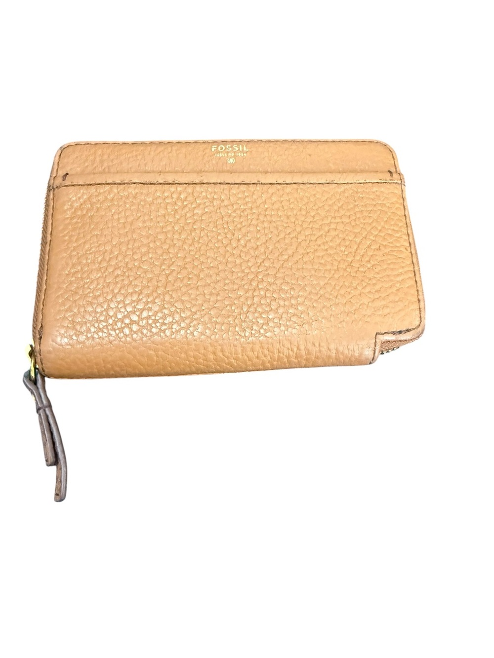 Fossil Pebbled Leather Zip-Around Wallet in Tan